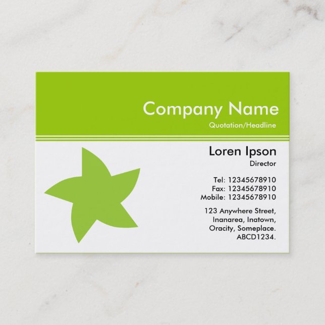 Colour Header III v2 - Green - Rotating Star Business Card (Front)