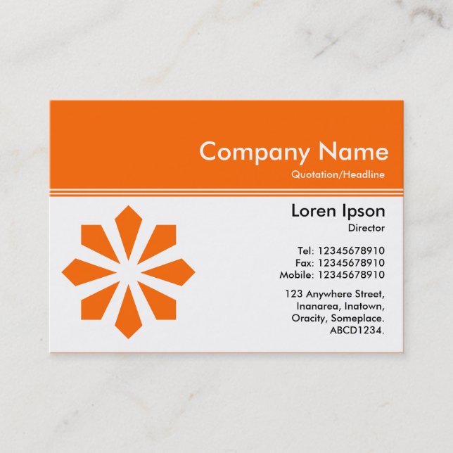 Colour Header III v2 - Orange - Art Deco Business Card (Front)