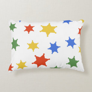 Colour Hexagram sheriff icon isolated seamless pat Decorative Cushion