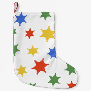 Colour Hexagram sheriff icon isolated seamless pat Small Christmas Stocking