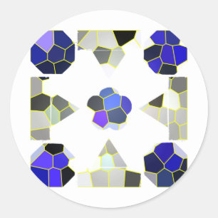 Colour Illustration Fancy shapes, Grey and Blue Classic Round Sticker