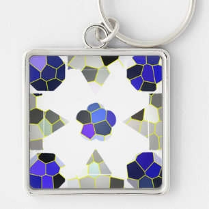 Colour Illustration Fancy shapes, Grey and Blue Ke Key Ring