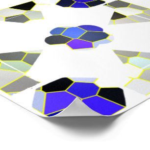 Colour Illustration Fancy shapes, Grey and Blue Poster