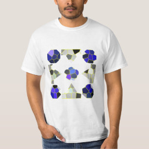 Colour Illustration Fancy shapes, Grey and Blue T-Shirt