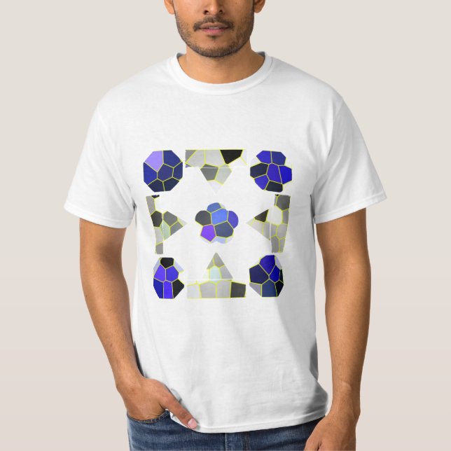 Colour Illustration Fancy shapes, Grey and Blue T-Shirt (Front)