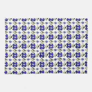 Colour Illustration Fancy shapes, Grey and Blue Tea Towel