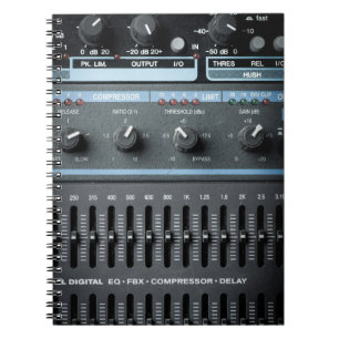 Colour image of many buttons in a sound recording notebook