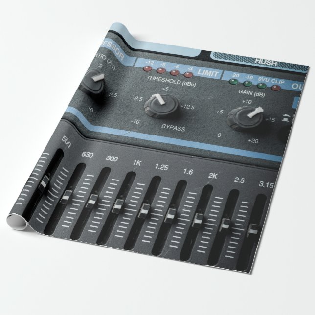 Colour image of many buttons in a sound recording  wrapping paper (Unrolled)