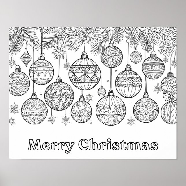 Colour In Christmas Baubles Ornaments Fun Colourin Poster (Front)