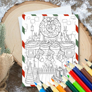 Colour In Christmas Colouring Greeting Holiday Card