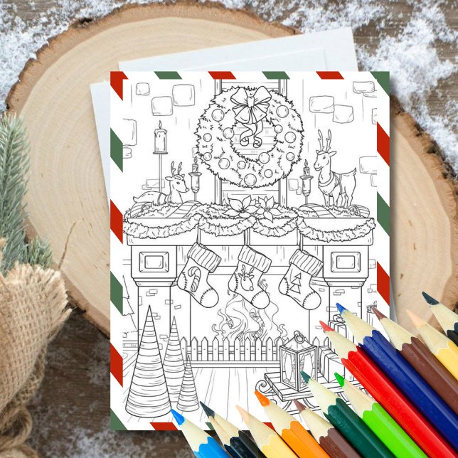 Colour In Christmas Colouring Greeting  Holiday Card (Creator Uploaded)
