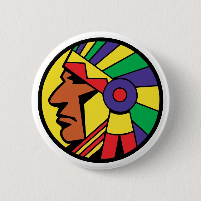 Colour Indian Head 6 Cm Round Badge (Front)
