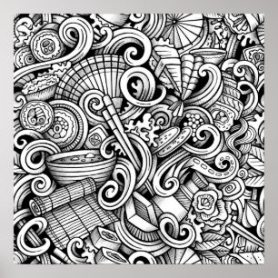 Colour It Poster Japanese Food Art