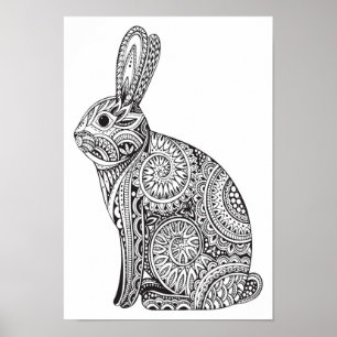 Colour It Poster Rabbit Pattern