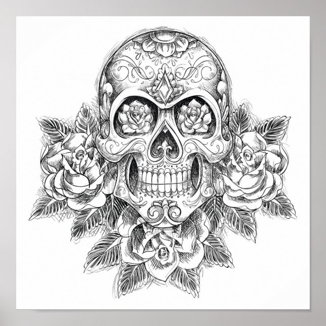 Colour It Poster Skull and Roses (Front)