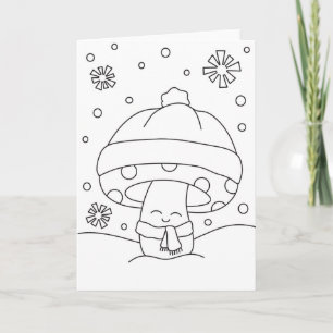 Colour-It-Yourself Christmas Mushroom Greeting Car Card