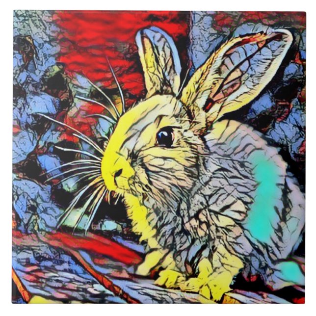 colour kick bunny ceramic tile (Front)