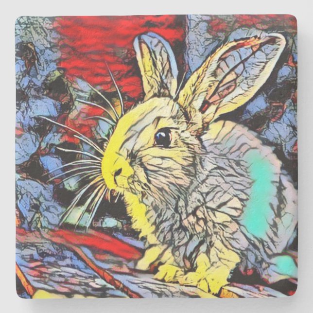 colour kick bunny stone coaster (Front)