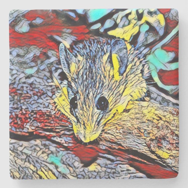 Colour kick - mouse stone coaster (Front)