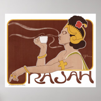 Colour lithograph about the coffee Rajah Poster