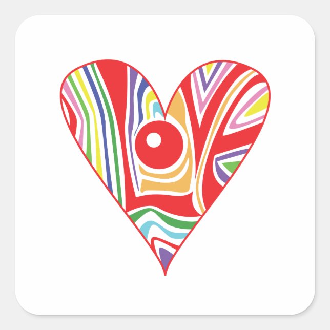 Colour LOVE heart Square Sticker (Front)