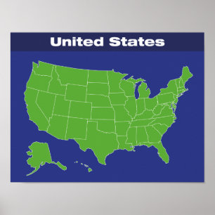 Colour Map of the United States Poster