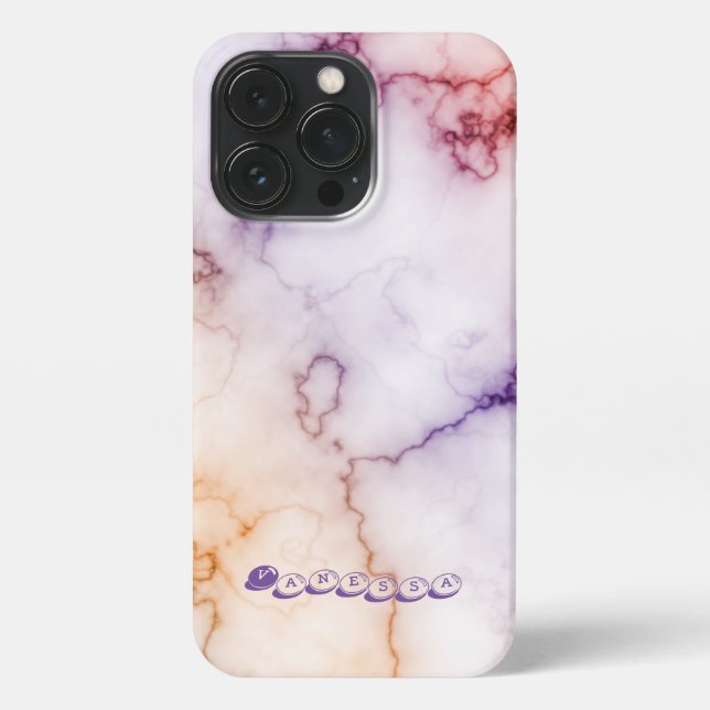 Colour Marble Pattern Personalisation iPhone Case (Back)