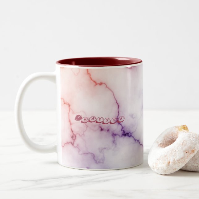 Colour Marble Pattern Personalisation Two-Tone Coffee Mug (With Donut)