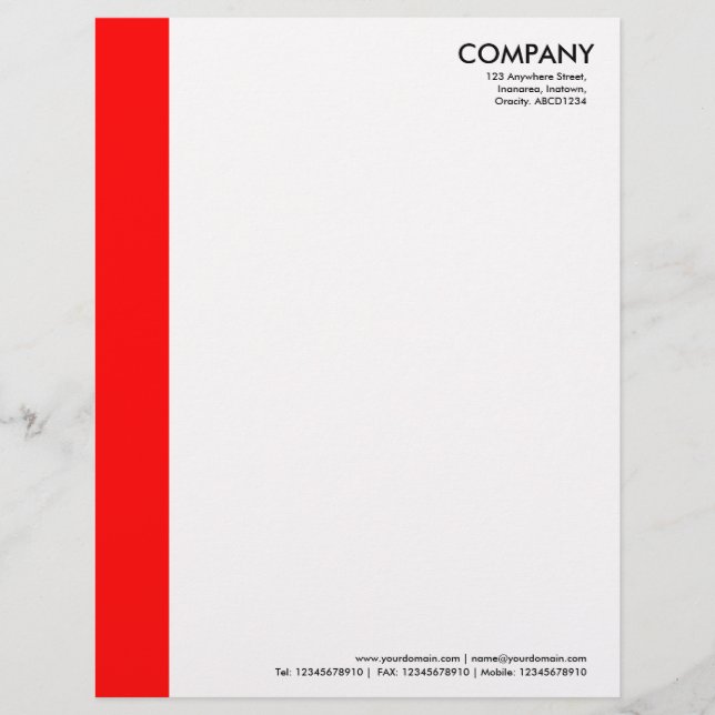 Colour Margin - Red Letterhead Design (Front)