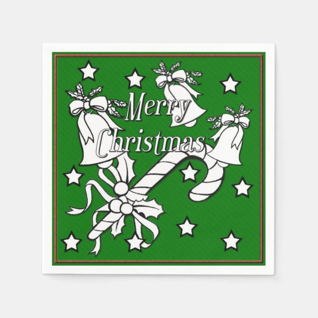 Colour Me Bells and Candy Cane Christmas Napkins (Front)