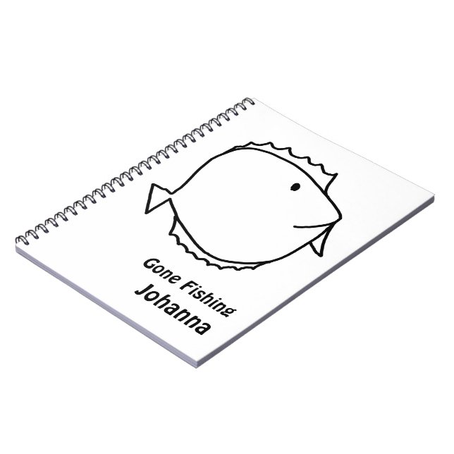 Colour me. Black and White Fish Notebook (Left Side)