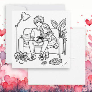 Colour Me Card | Anime Girl Boy Gaming