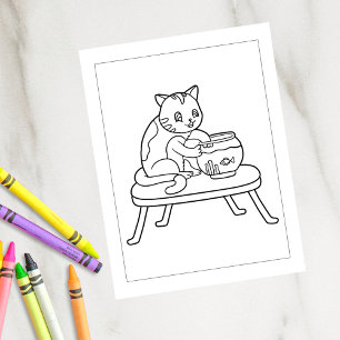 Colour Me Cat and Fishbowl   Kids Activity Cards