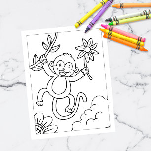 Colour Me Cute Monkey Kids Activity Cards