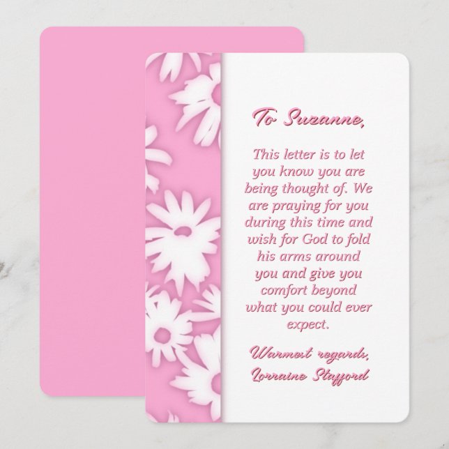 Colour Me Daisies Daisies Pink Sympathy Card (Front/Back)