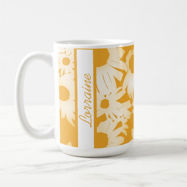 Colour Me Daisies Gold Coffee Mug (Left)
