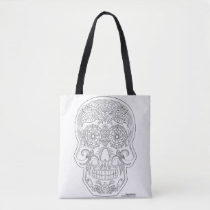 Colour Me Day of the Dead Sugar Skull Zen Art Tote Bag