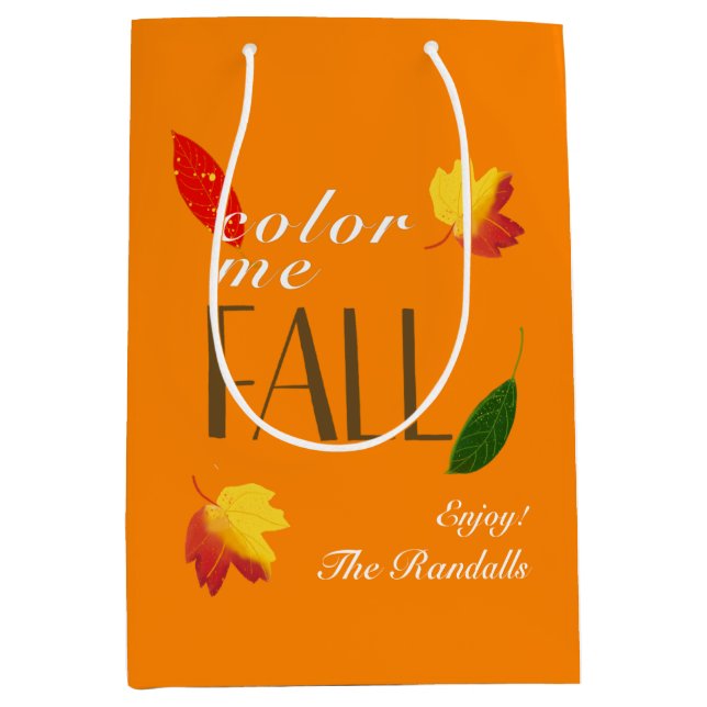 Colour Me Fall Personalised  Medium Gift Bag (Front)