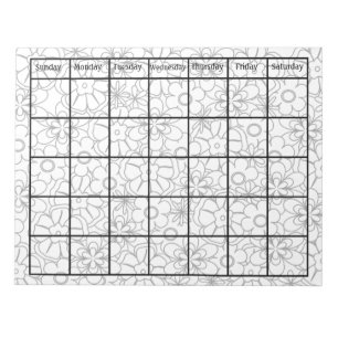 Colour Me Funky Floral Blank Calendar Notepad