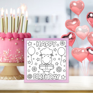 Colour Me Happy Birthday Lamb   Activity Card