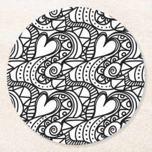 colour me heart doodle coaster