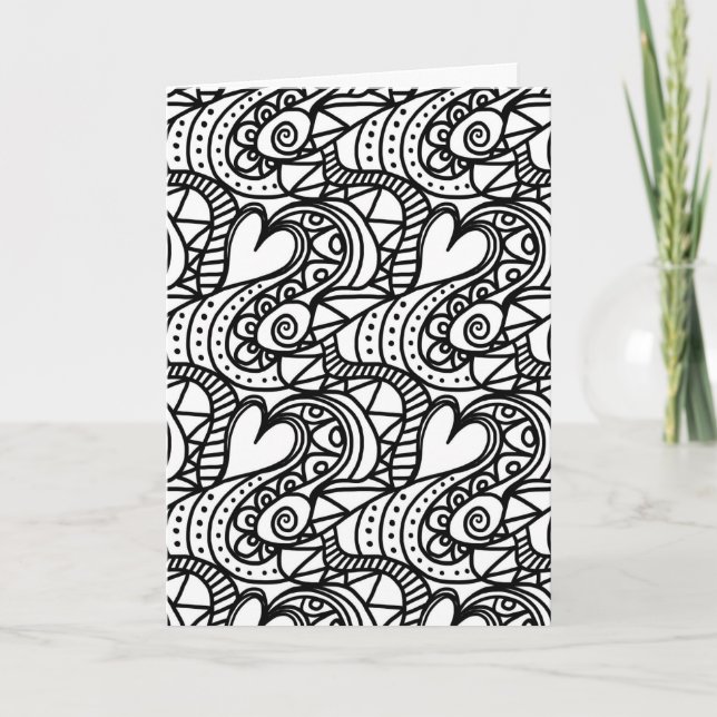 colour me heart doodle greeting card (Front)