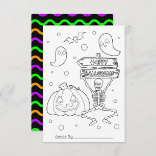 Colour Me Kids Halloween Colouring Activity Card