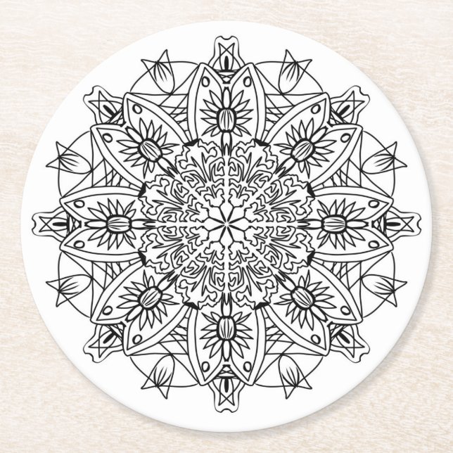colour me mandala flower coaster (Front)