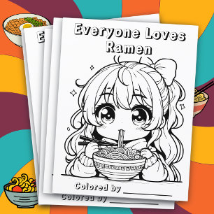 Colour Me Page Anime Girl Eating Ramen