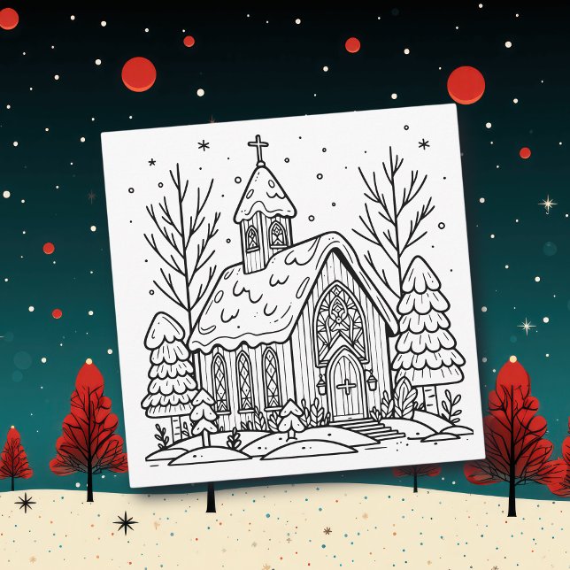 Colour Me Page | Christmas Church Holiday Card (Creator Uploaded)
