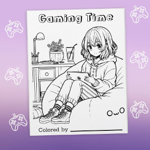 Colour Me Page for Kids   Anime Gamer Gaming Time