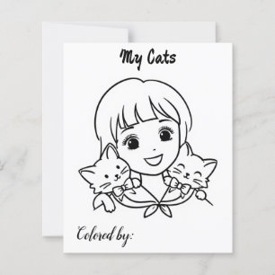 Colour Me Page for Kids Anime my cats