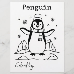Colour Me Page for Kids Anime Penguin