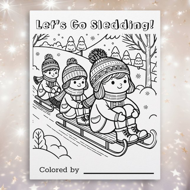Colour Me Page for Kids | Let's Go Sledding Holida (Creator Uploaded)